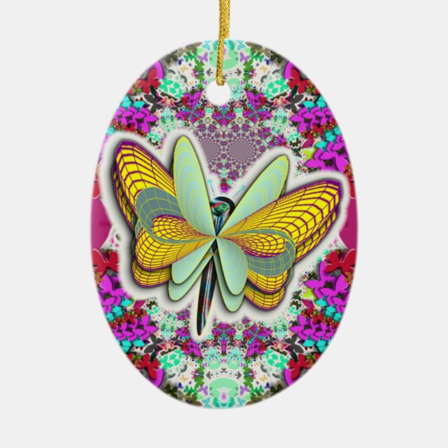 "Butterfly Freedom" Ceramic Tree Decoration (Front)