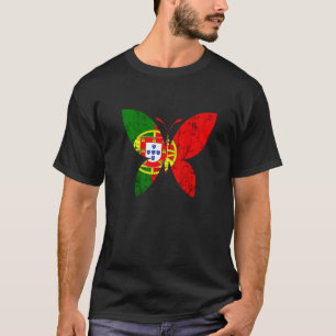 Butterfly Freedom Portuguese Pride Portugal Flag P T-Shirt