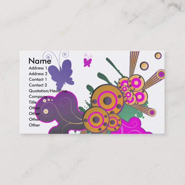 butterfly frenzy vector abstract business card (Front)