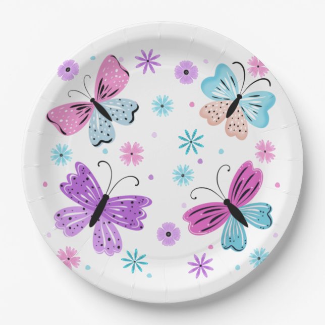 Butterfly Friends Paper Plate (Front)
