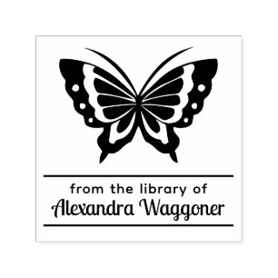 Butterfly “From the library of” Name Monogram #1a Self-inking Stamp