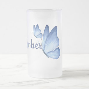 Butterfly Frosted Glass Beer Mug