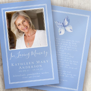 Butterfly Funeral Memorial Prayer Card