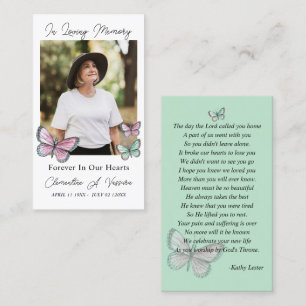 Butterfly Funeral Memorial Prayer Photo Card