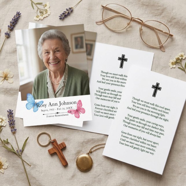Butterfly Funeral Prayer Card Photo Keepsake (Creator Uploaded)