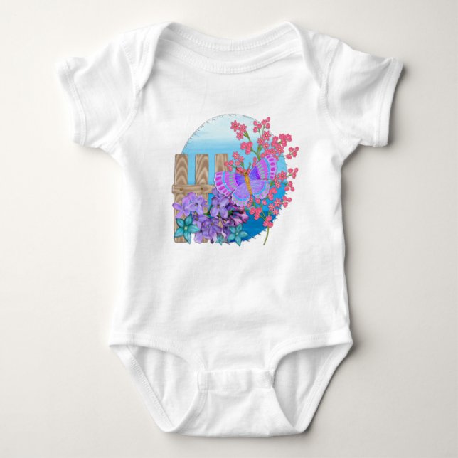 Butterfly Garden 3D Whimsey  Baby Bodysuit (Front)