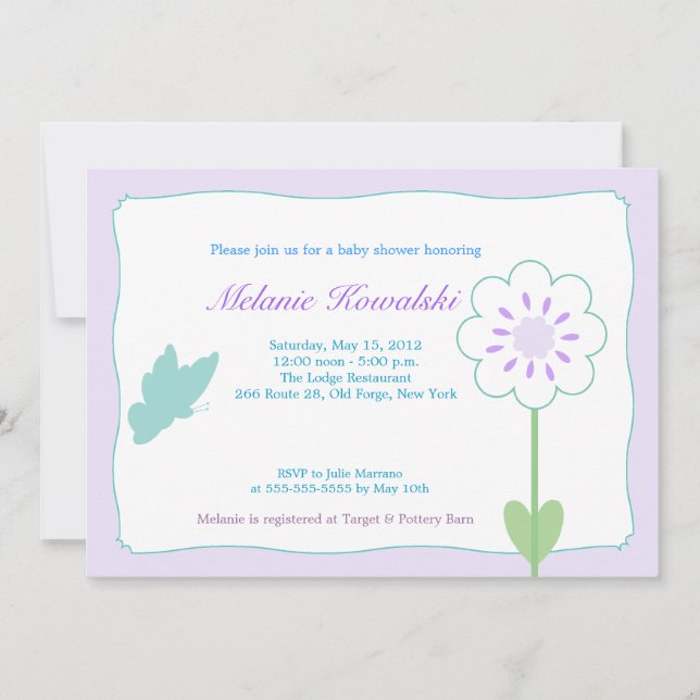 Butterfly Garden 5x7 Baby Shower Invitation (Front)