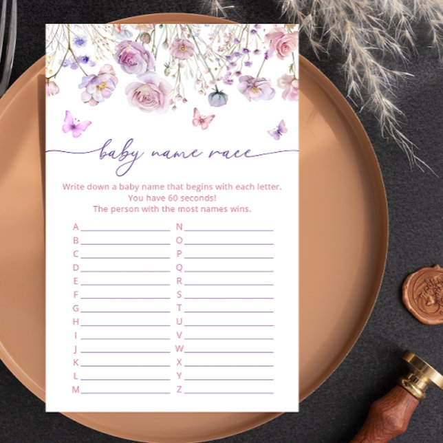 Butterfly Garden Baby Name Race Baby Shower Game (Creator Uploaded)