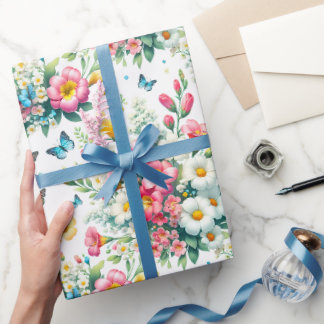 Butterfly Garden Bloom Wrapping Paper