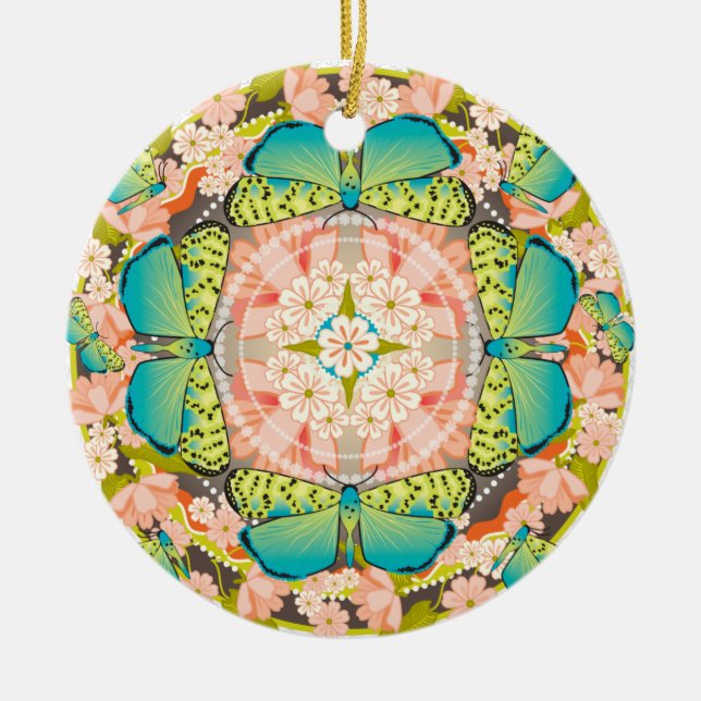 Butterfly Garden Ceramic Tree Decoration (Front)