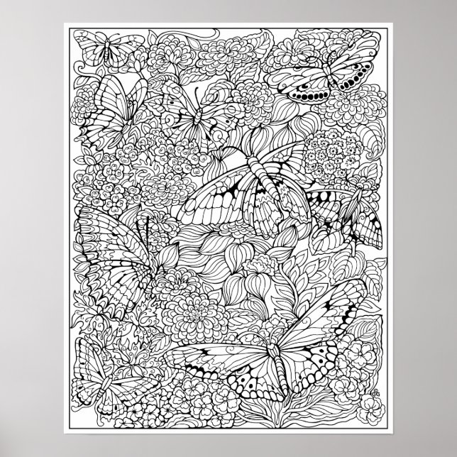 Butterfly Garden Colouring Poster (Front)