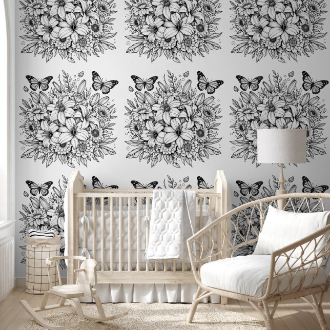 Butterfly Garden Colouring  Wallpaper (Kids)