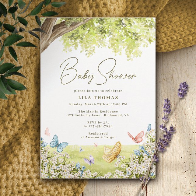 Butterfly Garden Cute Whimsical Spring Baby Shower Invitation (Creator Uploaded)