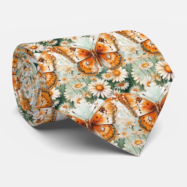 Butterfly Garden Elegant Pattern Neck Tie (Rolled)