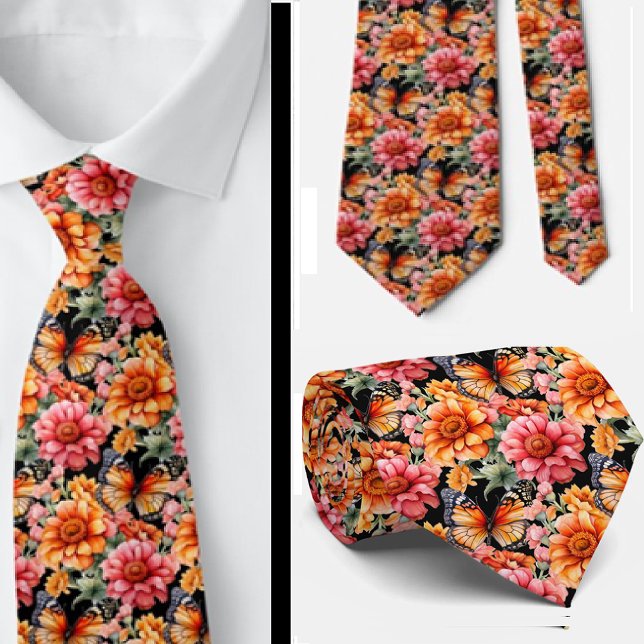 Butterfly Garden Elegant Pattern Neck Tie (Creator Uploaded)