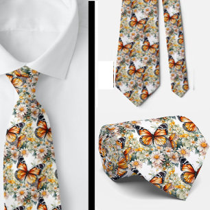 Butterfly Garden Elegant Pattern Neck Tie