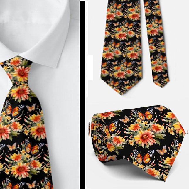Butterfly Garden Elegant Pattern Neck Tie (Creator Uploaded)