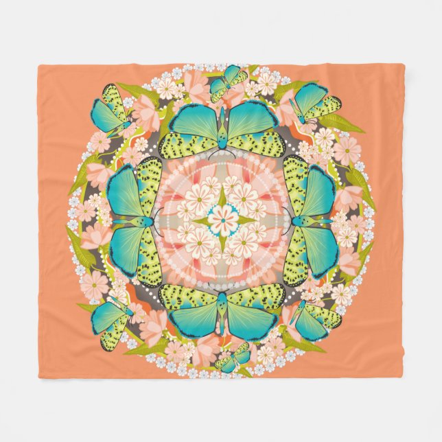 Butterfly Garden Fleece Blanket (Front (Horizontal))