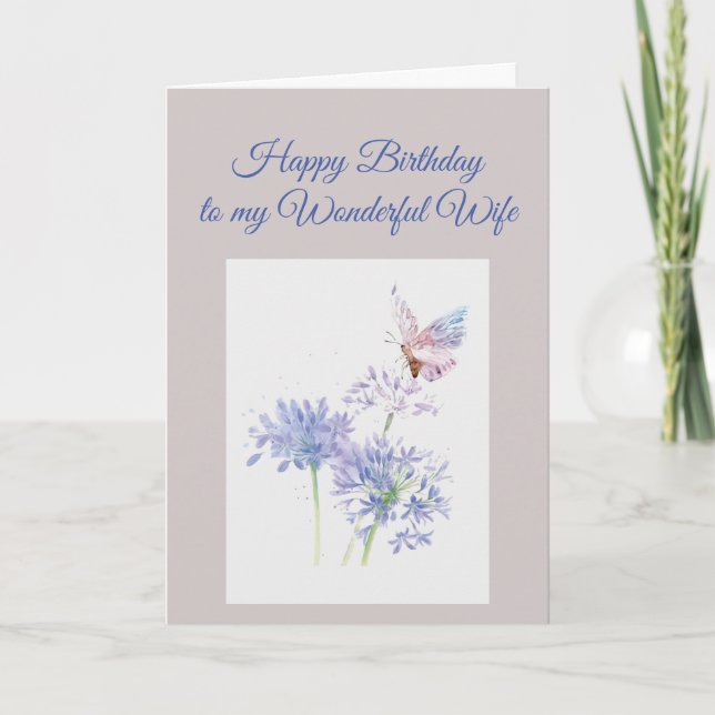 Butterfly Garden Flower Birthday Special Wife Card (Front)