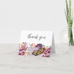 Butterfly Garden Flower Painting Thank You Card