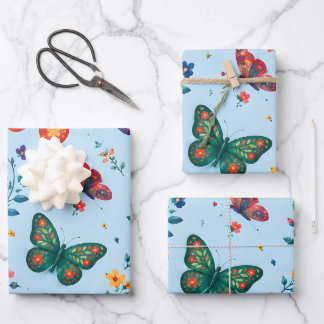 Butterfly Garden Gift Wrap – Colourful Floral Butt