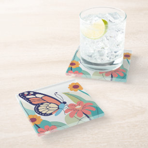 Butterfly Garden Glass Coaster