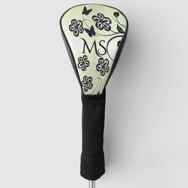 Butterfly Garden Green Personal Golf Head Cover (Front)
