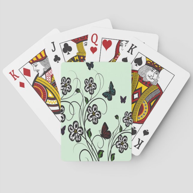 Butterfly Garden Green  Playing Cards (Back)