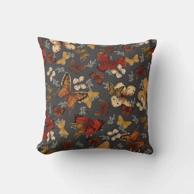 Butterfly Garden Grey Background Pattern  Cushion (Front)