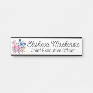 Butterfly Garden Light Blue Office Door Sign