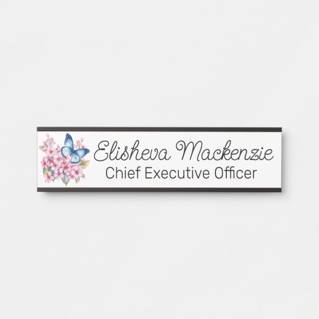 Butterfly Garden Light Blue Office Door Sign (Front)