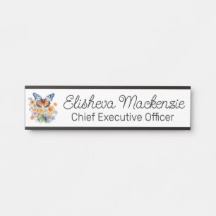 Butterfly Garden Light Blue Office Door Sign