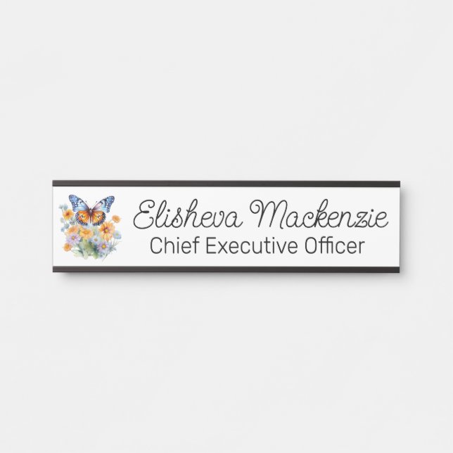 Butterfly Garden Light Blue Office Door Sign (Front)