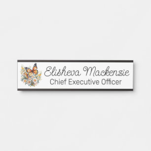 Butterfly Garden Orange and White Office Door Sign