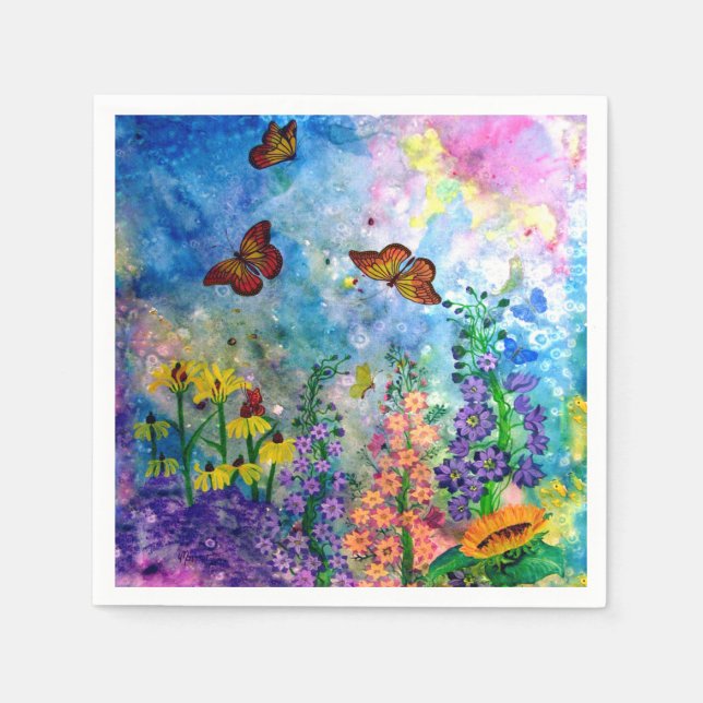 Butterfly Garden Paper Napkins (Front)