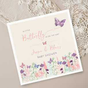 Butterfly Garden Pastel Wildflower Baby Shower  Napkin
