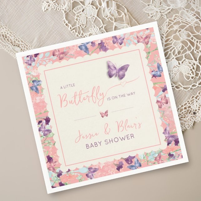 Butterfly Garden Pastel Wildflower Baby Shower  Napkin (Creator Uploaded)