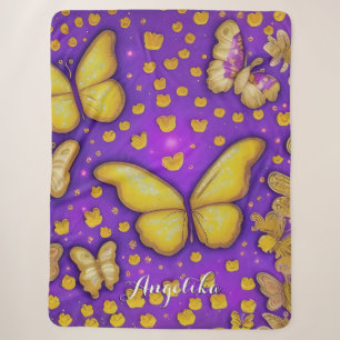 Butterfly Garden Personalised Name Sherpa Blanket