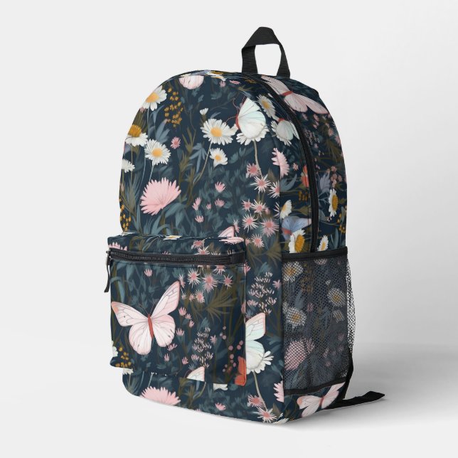 Butterfly Garden Printed Backpack (Back Corner Right)