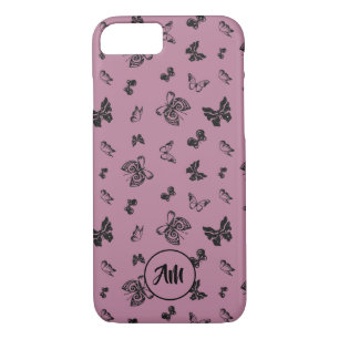 Butterfly Garden Purple & Black Monogram Case-Mate iPhone Case