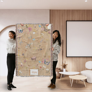 Butterfly Garden Vintage Throw Blanket