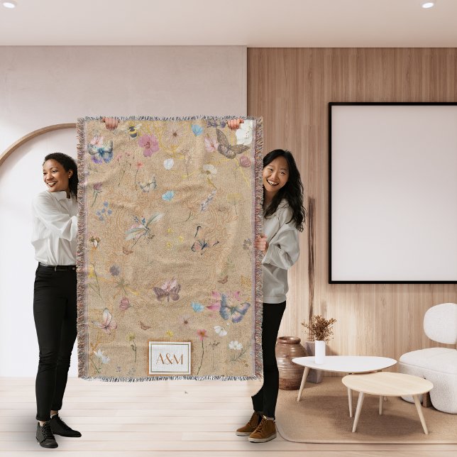 Butterfly Garden Vintage Throw Blanket (Creator Uploaded)