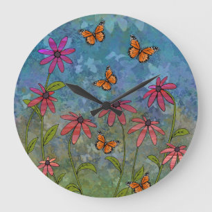 "butterfly garden" wall clock