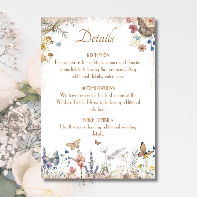 Butterfly Garden Wedding White Enclosure Card (Creator Uploaded)