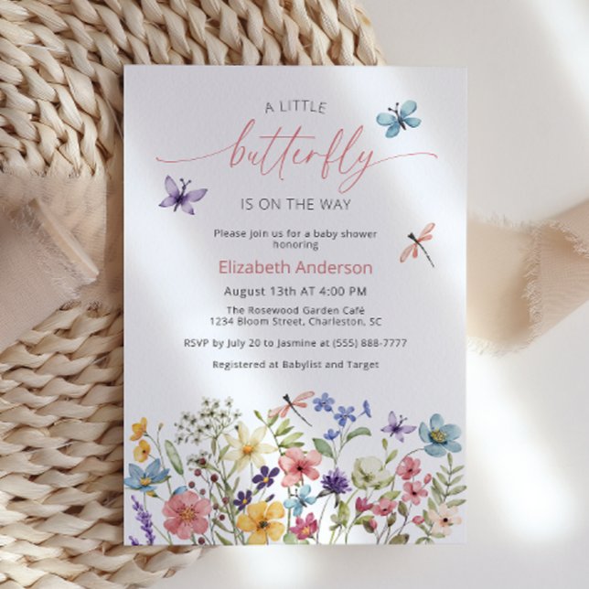 Butterfly Garden Wildflower Girl Baby Shower Invitation (Creator Uploaded)