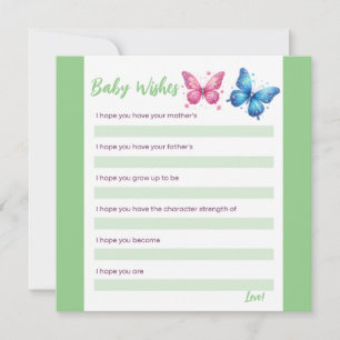 butterfly Gender Reveal Party Baby Wishes Invitation