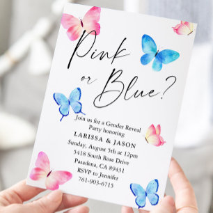 Butterfly Gender Reveal Party Invitation