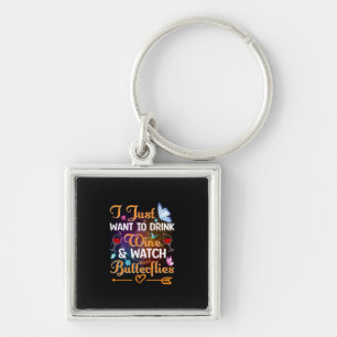 Butterfly Gift Drink Wine Watch Butterflies Key Ring