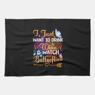 Butterfly Gift Drink Wine Watch Butterflies Tea Towel