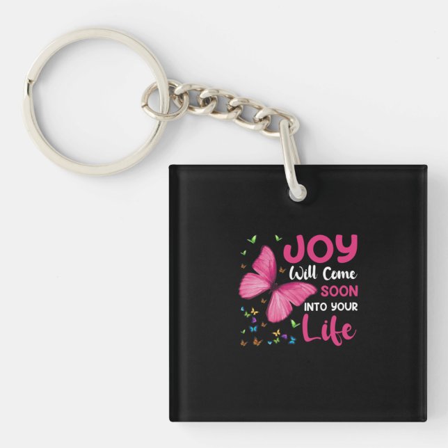 Butterfly Gift | Joy Will Come Soon Key Ring (Front)